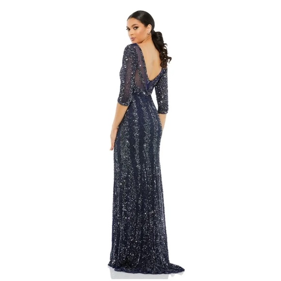 NWT Mac Duggal Three-Quarter Sleeve Embellished Gown - size 12 - Picture 2 of 9